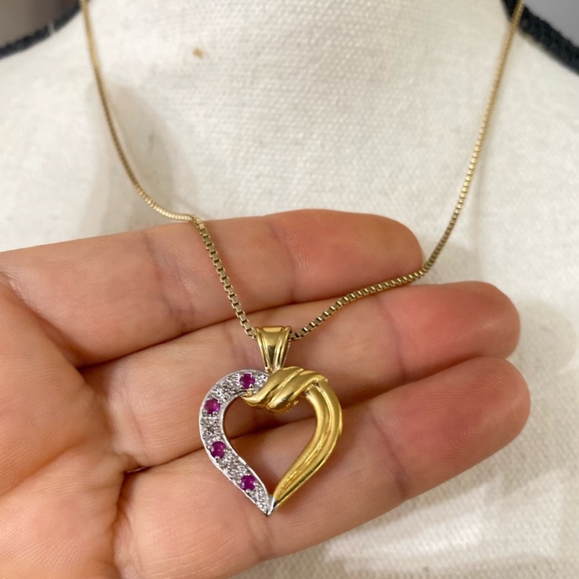 925 Heart Pendant Necklace Diamond Gold Tone 135$